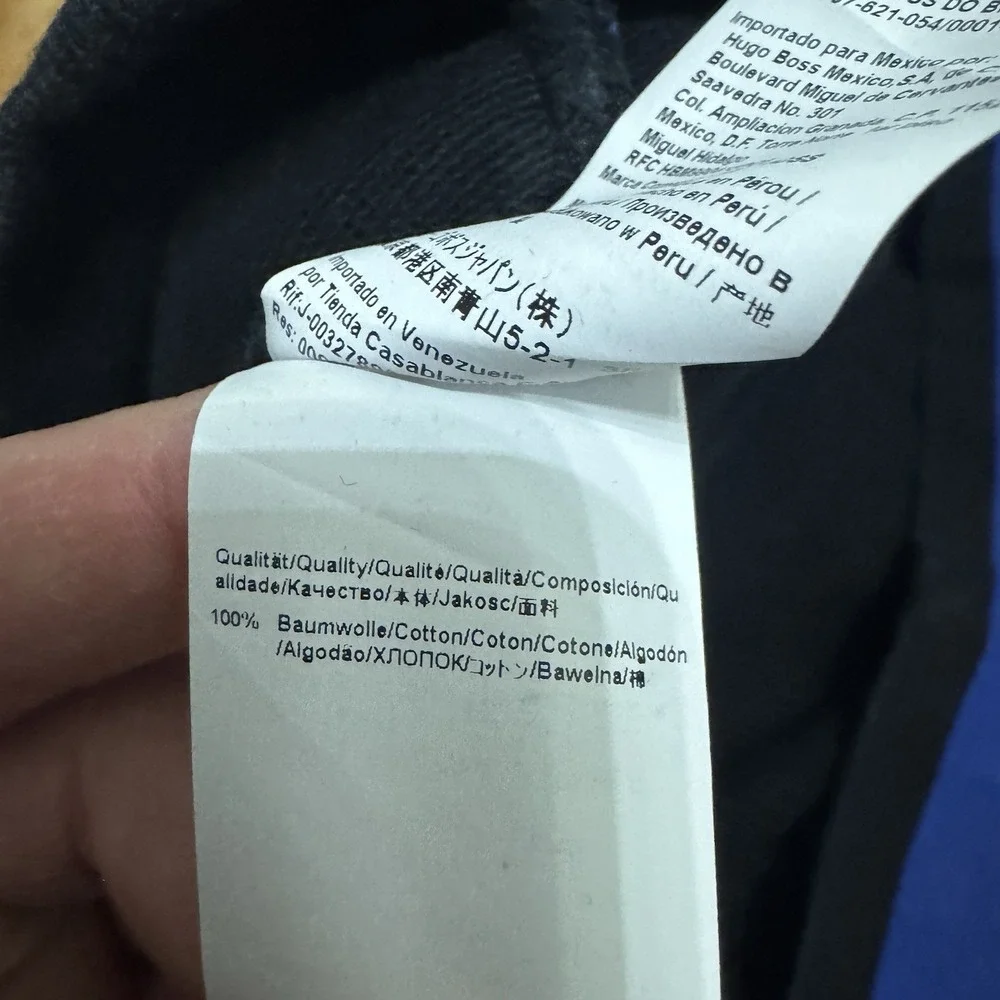 Hugo Boss Jacet Mens 2XL Black Blue Track Full Zip Cotton‎ Athleisure Pockets
